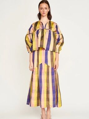 NWT Mirth SILVERTON BLOUSE IN CITRON PLAID In Small